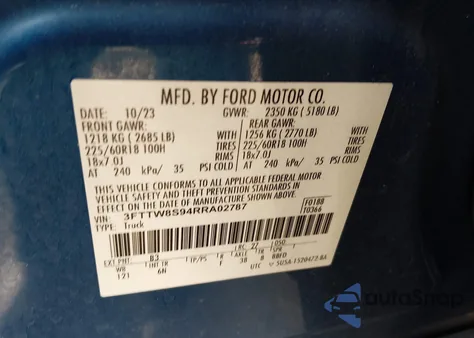 2024 Ford Maverick Lariat z USA, uszkodzony, nr VIN 3FTTW8S94RRA02787